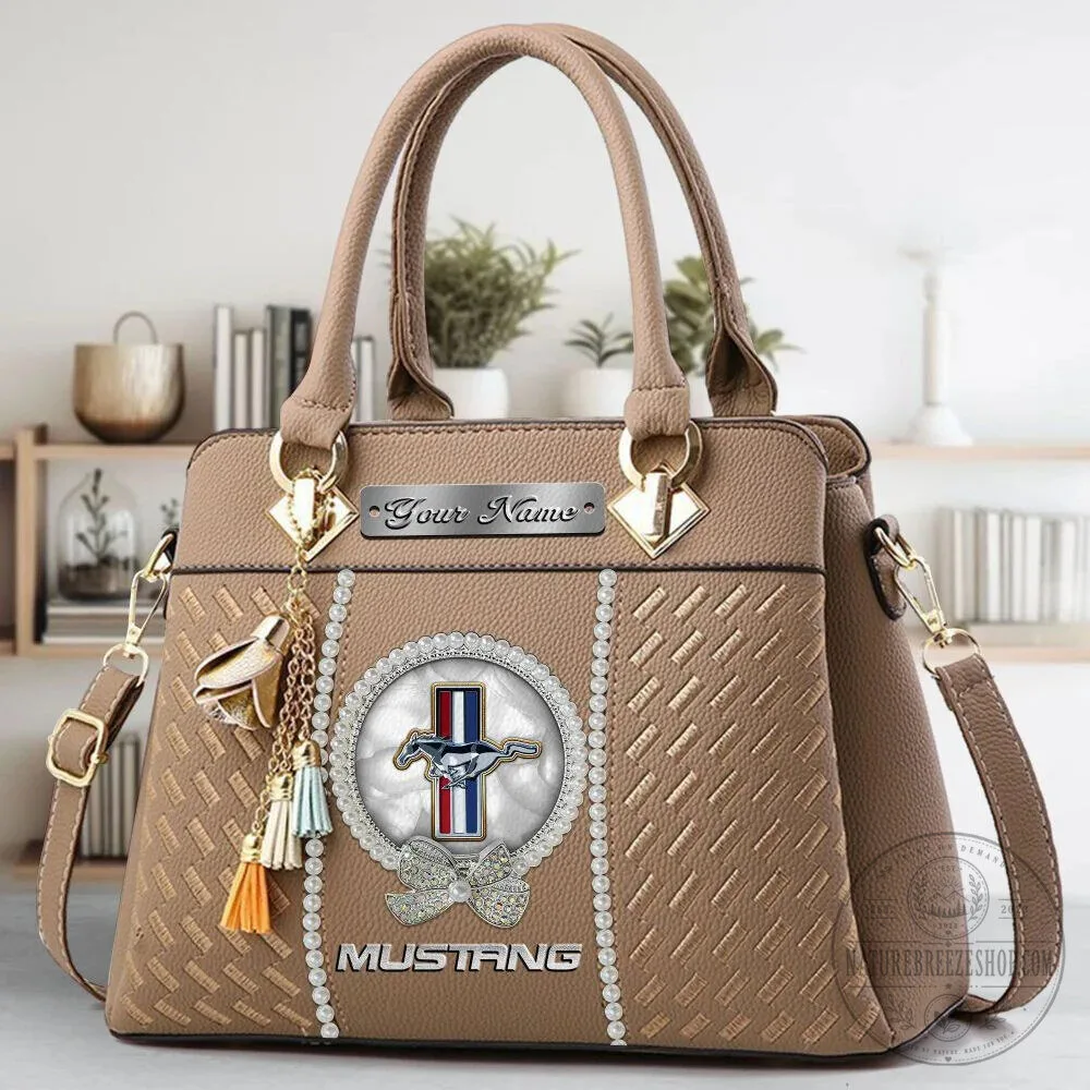 Mustang Custom Name Classic Leather Women's Handbag with Horse Logo 23 Mustang Custom Name Classic Leather Women