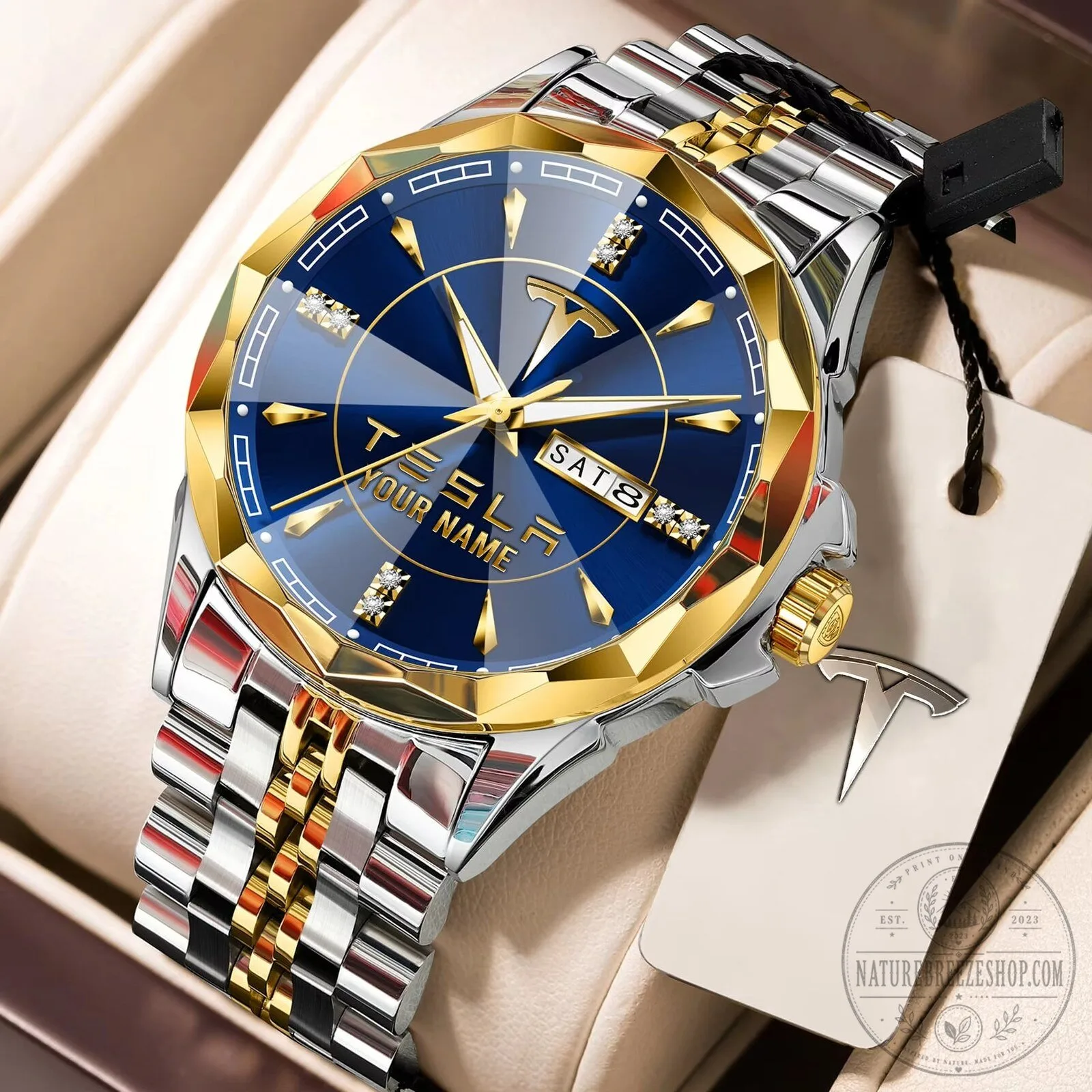 Tesla Custom Name Elegant Design Watch