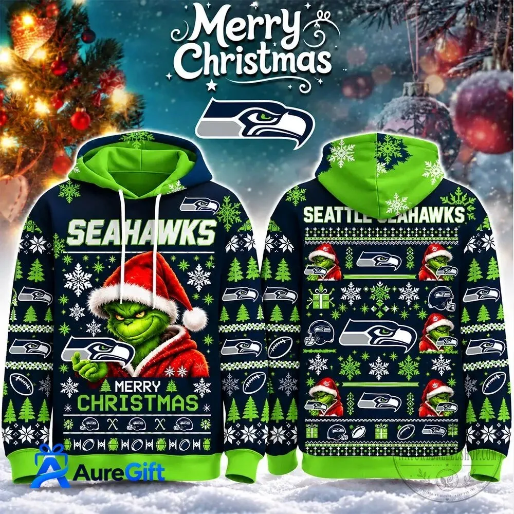 Seattle Seahawks Grinch Merry Christmas Ugly Sweater Style Hoodie 2 Seattle Seahawks Grinch Merry Christmas Ugly Sweater Style Hoodie