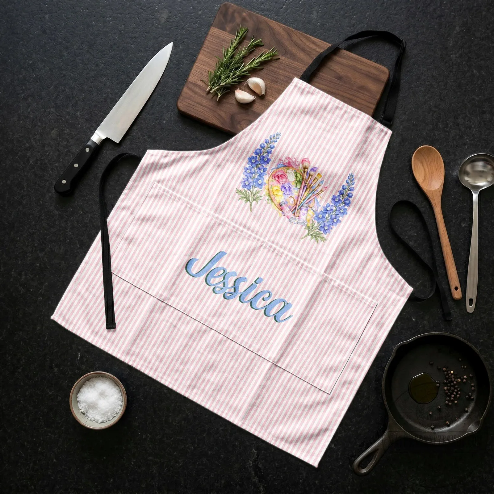 Personalized Birth Flower Artist Apron for Painting Lovers, Custom Name Art Studio Apron 9 Personalized Birth Flower Artist Apron for Painting Lovers, Custom Name Art Studio Apron