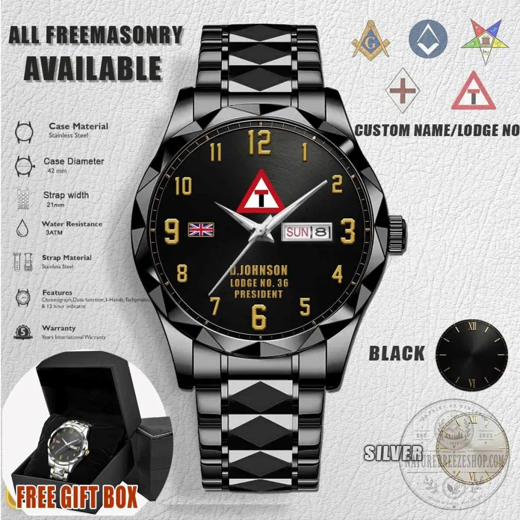Royal Arch Masonry York Rite United Kingdom Freemason Stainless Steel Watch Royal Arch Masonry York Rite United Kingdom Freemason Stainless Steel Watch