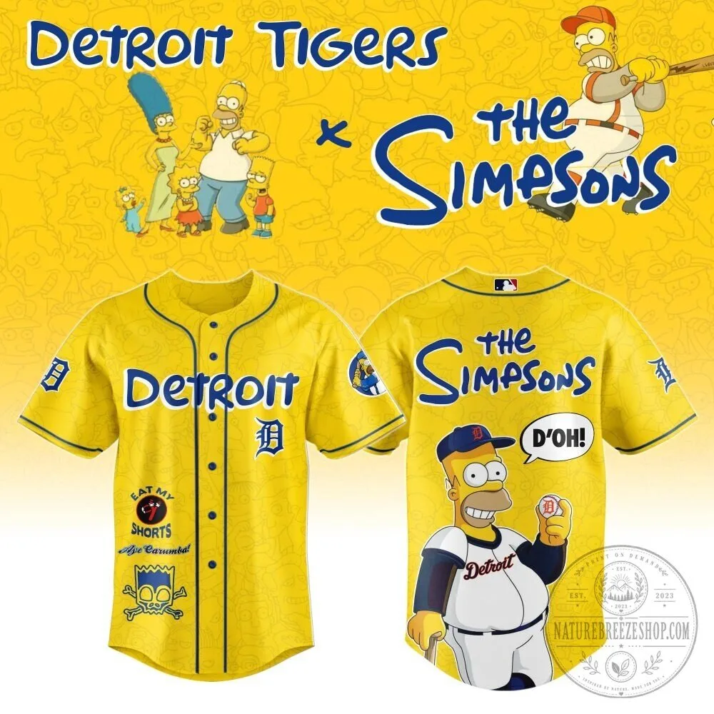 Homer Simpson Baseball Jersey featuring Detroit Tigers from The Simpsons