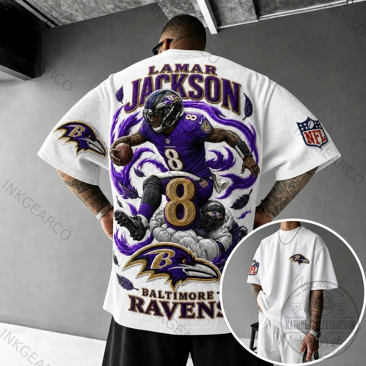 Lamar Jackson Baltimore Ravens American Football Team White T-Shirt