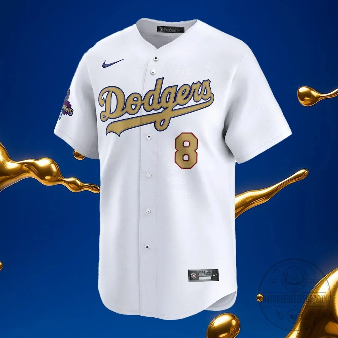 Los Angeles Dodgers World Series Champions White Gold Baseball Jersey