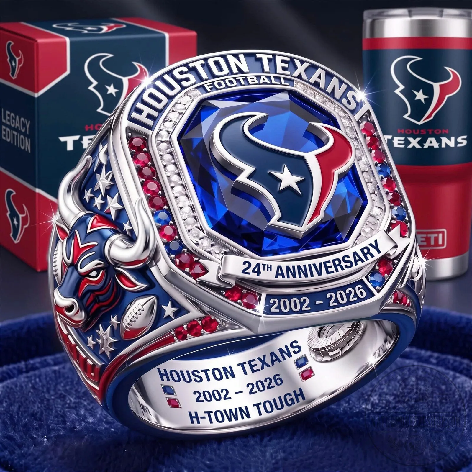 Houston Texans Football 24th Anniversary Legacy Edition Championship Ring 2 Houston Texans Football 24th Anniversary Legacy Edition Championship Ring