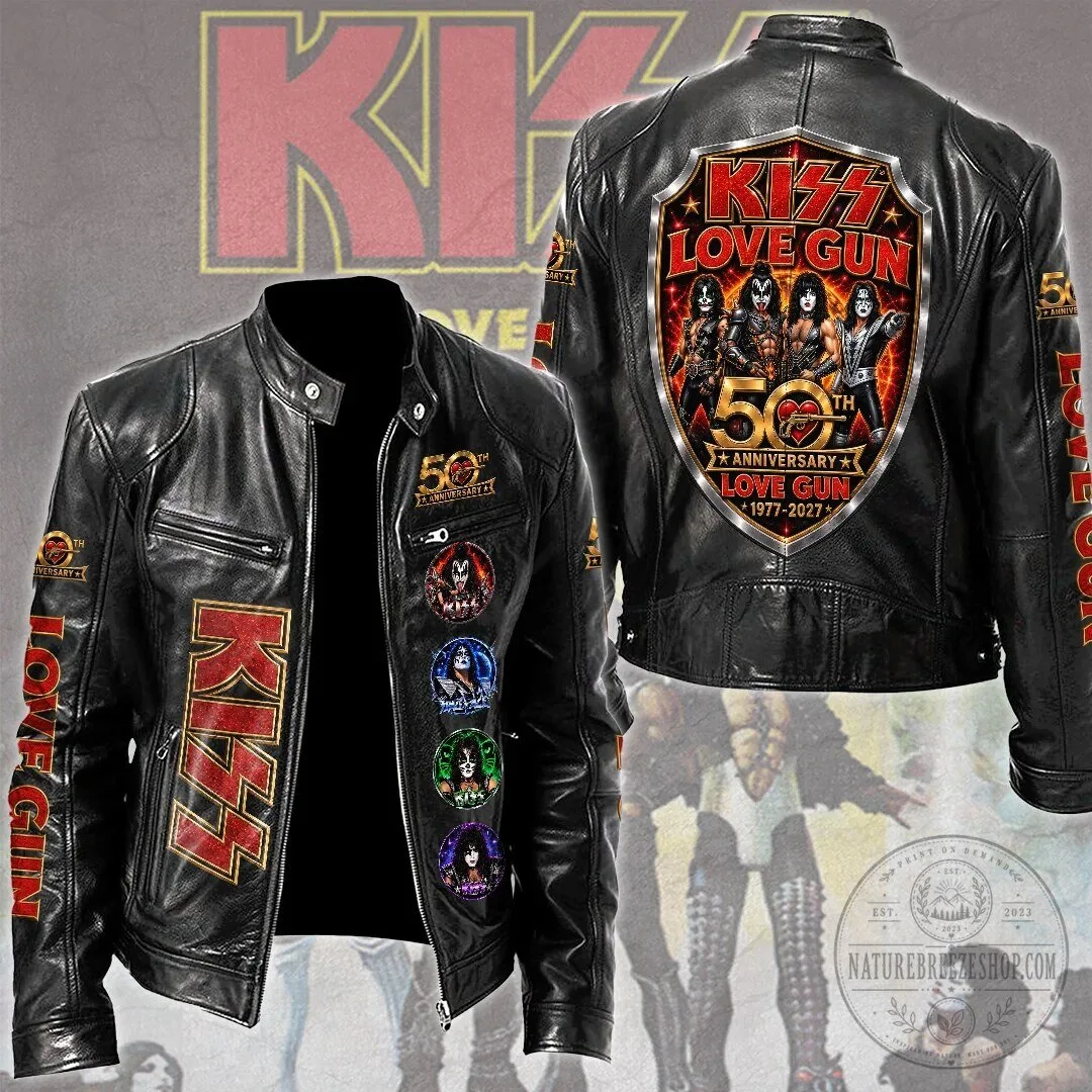 KISS Love Gun 50th Anniversary Rock Band Leather Jacket
