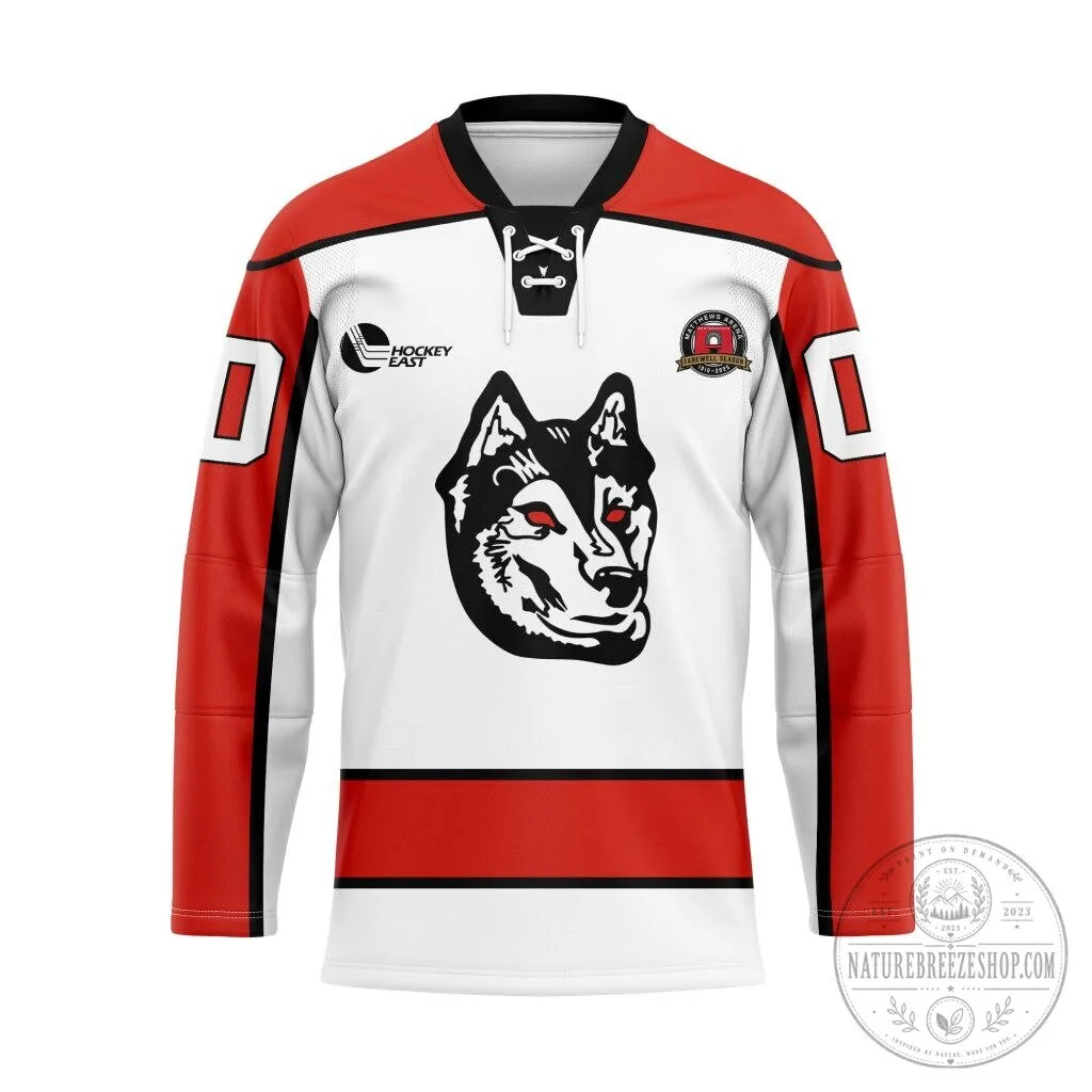 Northeastern Huskies Personalized Vintage Lace Hockey Jersey