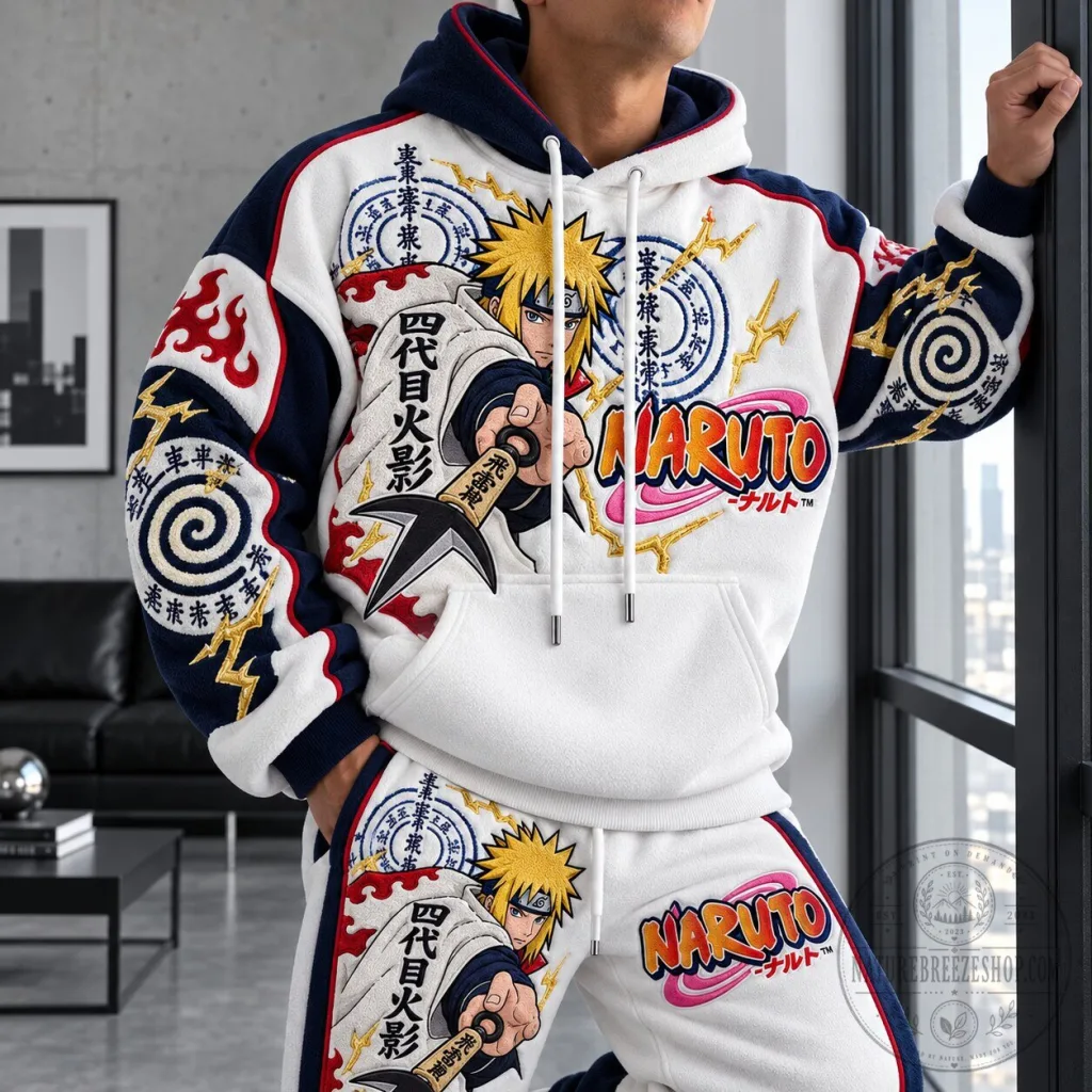 Naruto Uzumaki Minato Namikaze Anime Character Graphic Print Hoodie Naruto Uzumaki Minato Namikaze Anime Character Graphic Print Hoodie