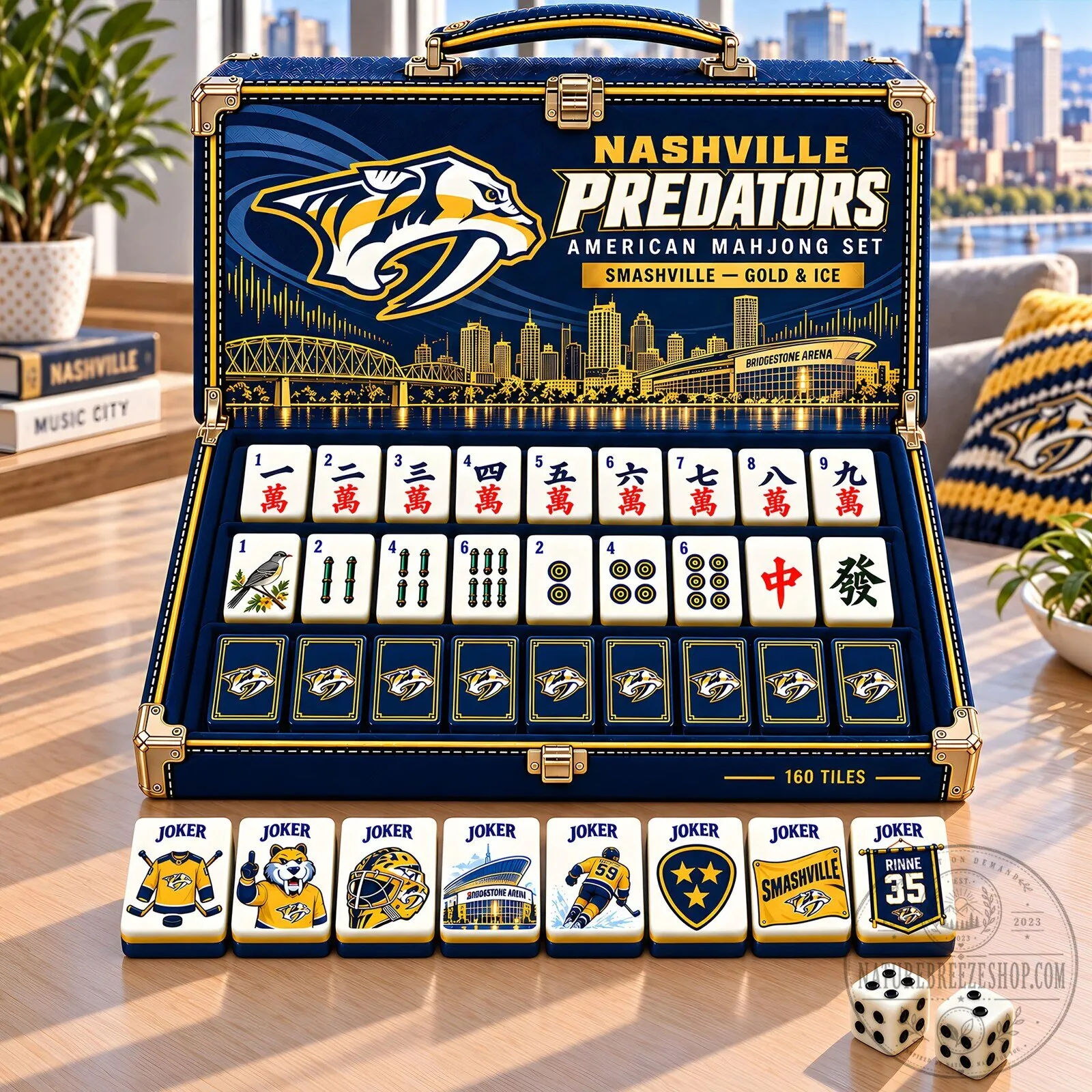 Nashville Predators American Mahjong Set with 160 Tiles and Dice