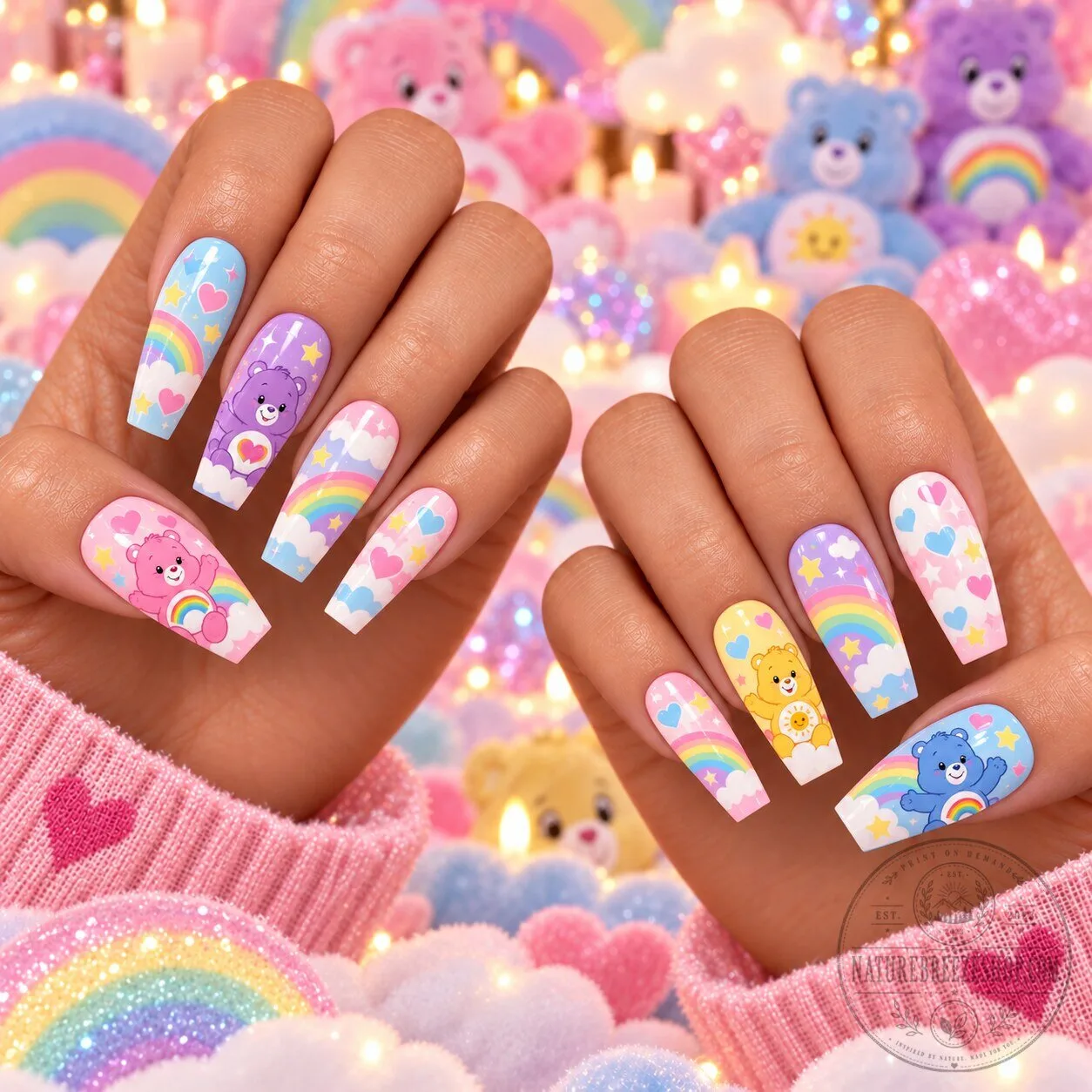 Care Bears Rainbow Hugs Pastel Press-On Nails 1 Care Bears Rainbow Hugs Pastel Press-On Nails