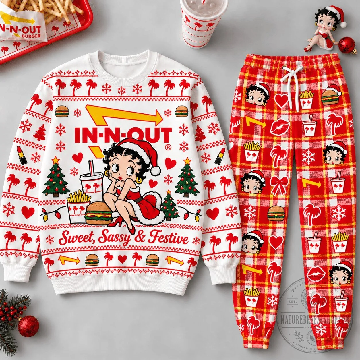 Betty Boop In-N-Out Burger Christmas Holiday Sweatshirt