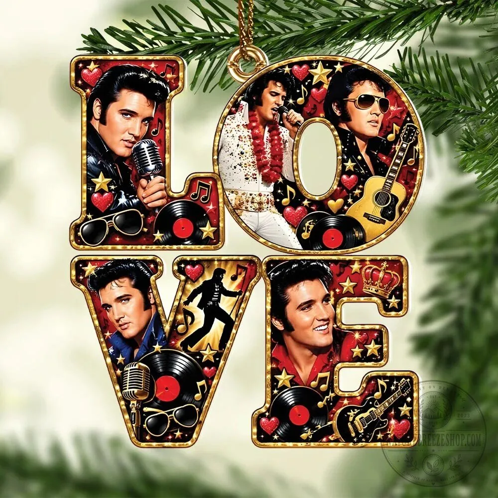 Elvis Presley Love Shaped Christmas Tree Holiday Ornament Decoration