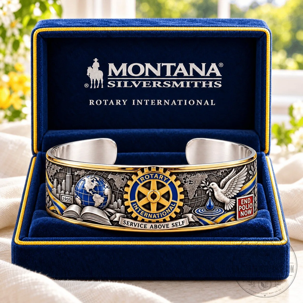 Rotary International End Polio Now Montana Silversmiths Cuff Bracelet 3 Rotary International End Polio Now Montana Silversmiths Cuff Bracelet
