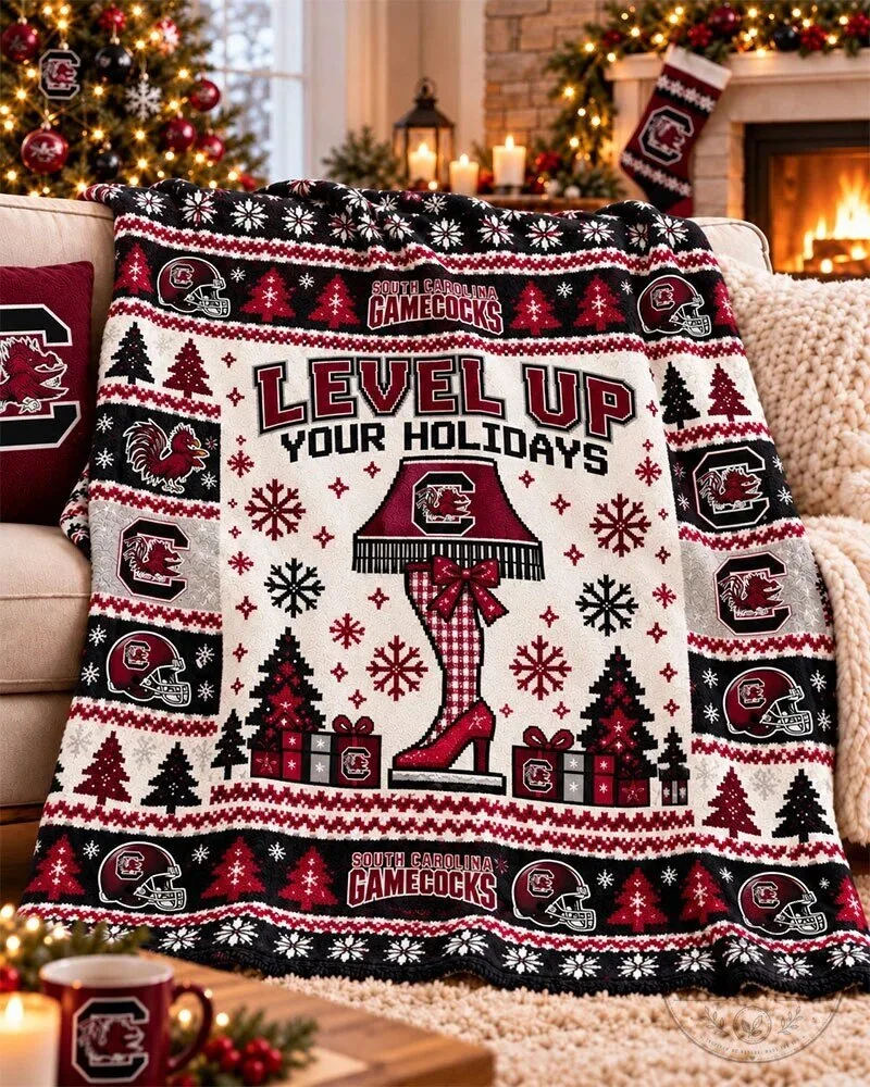 South Carolina Gamecocks Level Up Your Holidays Christmas Flannel Blanket