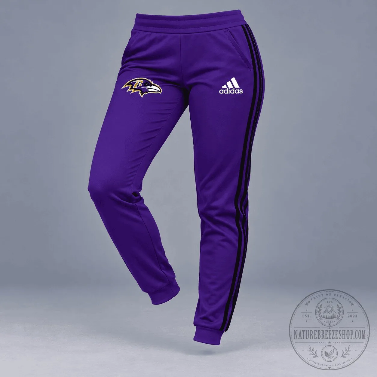 Baltimore Ravens Adidas Purple Black Stripe Jogger Pants 2 Baltimore Ravens Adidas Purple Black Stripe Jogger Pants