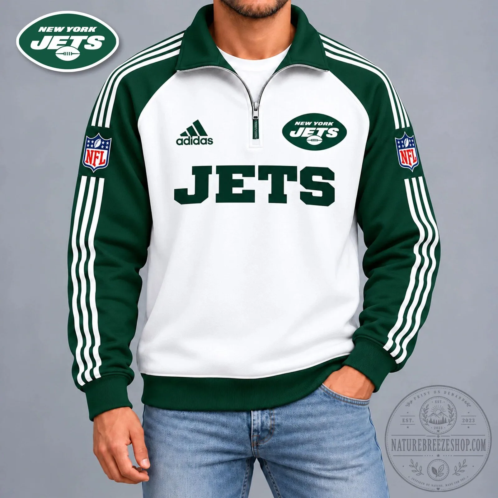 New York Jets NFL Gridiron Classic Quarter Zip Sweatshirt for Men