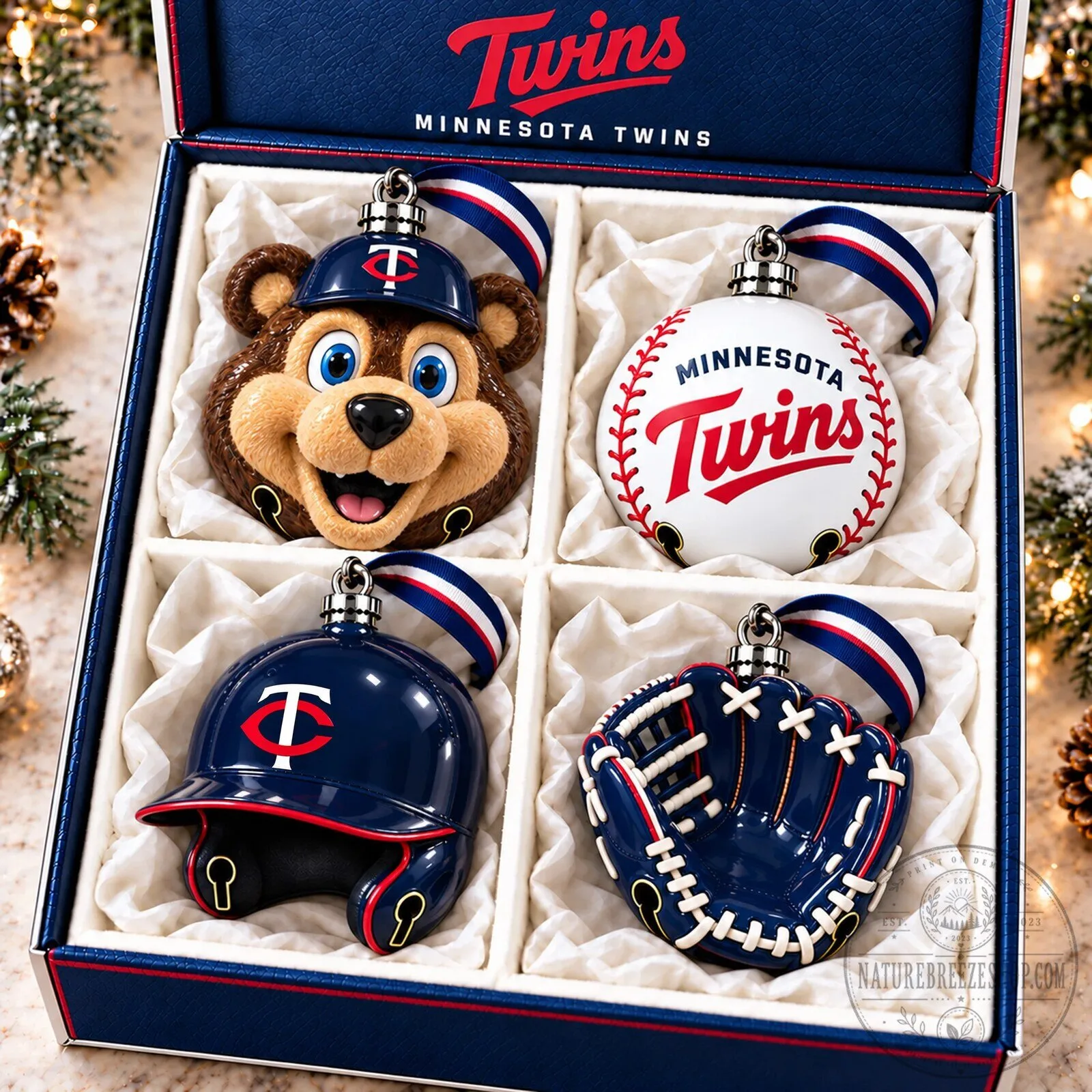 Minnesota Twins Baseball Christmas Tree Ornaments Set of Four 6 Minnesota Twins Baseball Christmas Tree Ornaments Set of Four