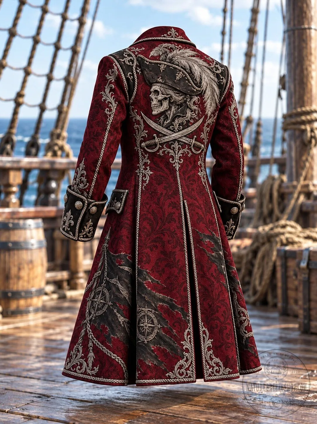 Pirate Skull and Crossbones Treasure Map Embroidered Gothic Steampunk Jacket