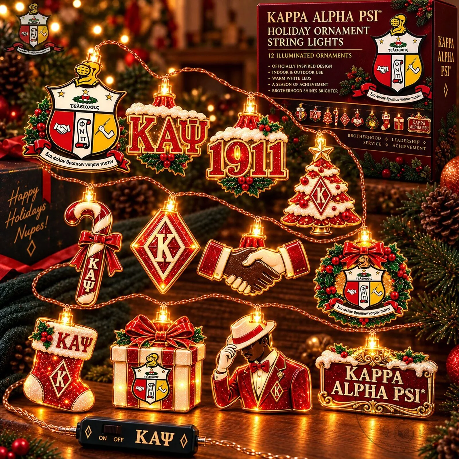 Christmas Holiday String Lights Ornament for Kappa Alpha Psi Fraternity 9 Christmas Holiday String Lights Ornament for Kappa Alpha Psi Fraternity