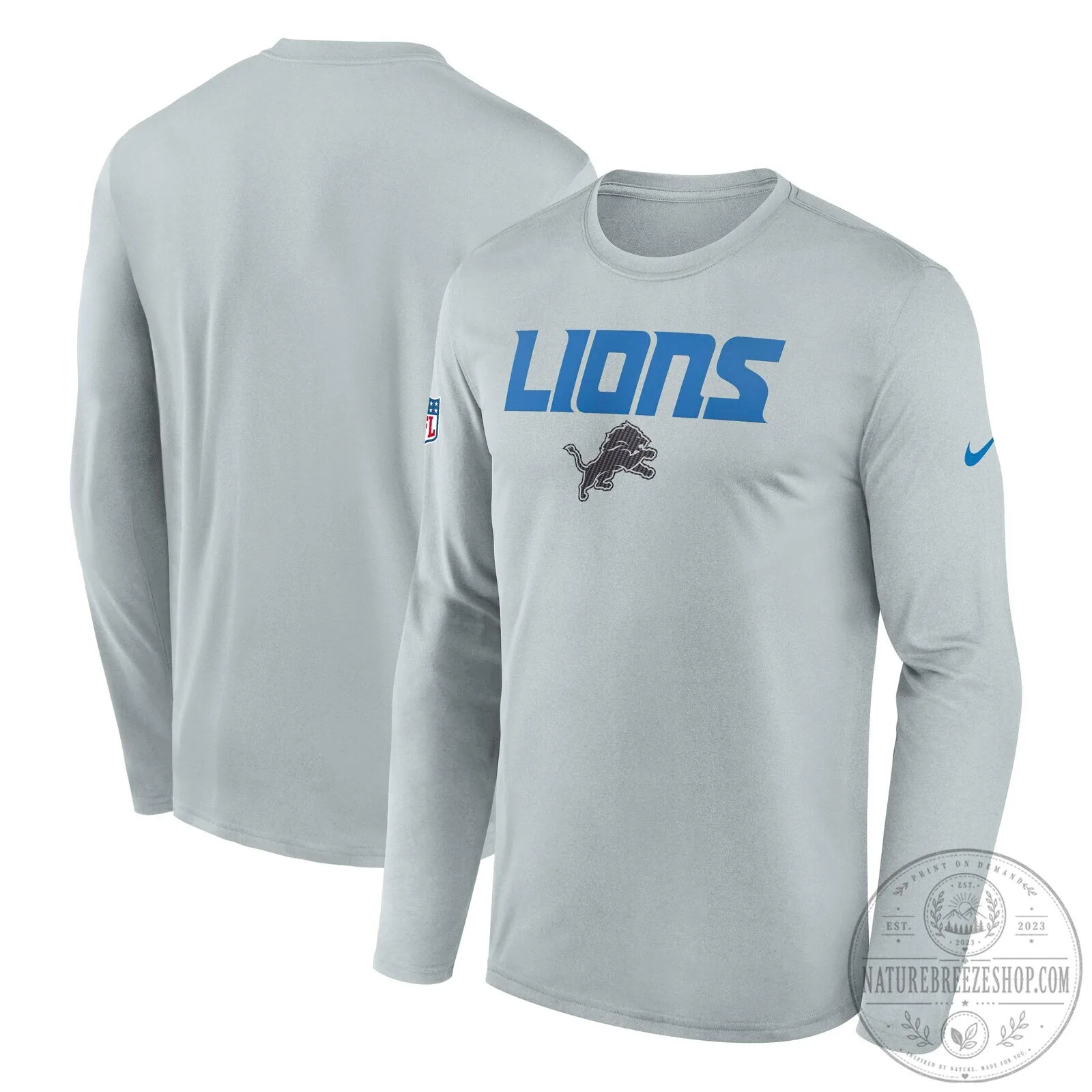 Detroit Lions Shirt Nike Gray Long Sleeve Performance T-Shirt