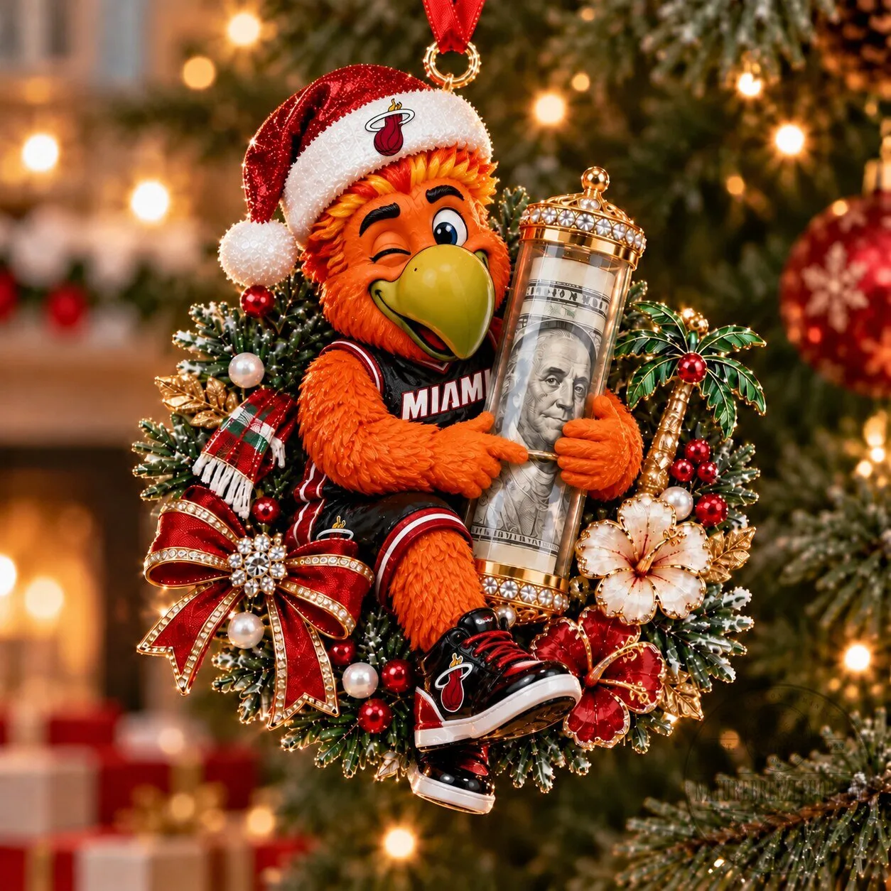 Miami Heat Burnie Mascot Christmas Tree Ornament 5 Miami Heat Burnie Mascot Christmas Tree Ornament