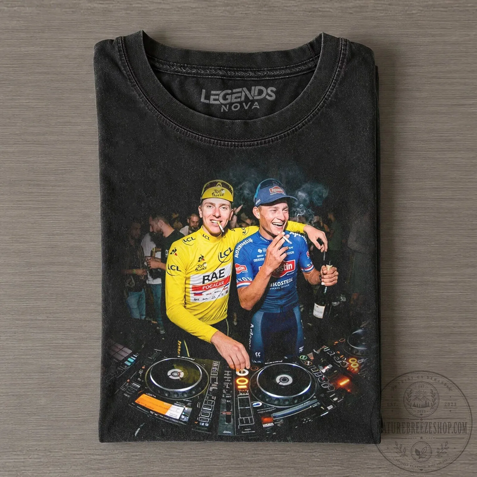 Mathieu van der Poel and Tadej Pogacar Cycling Party T-Shirt 1 Mathieu van der Poel and Tadej Pogacar Cycling Party T-Shirt