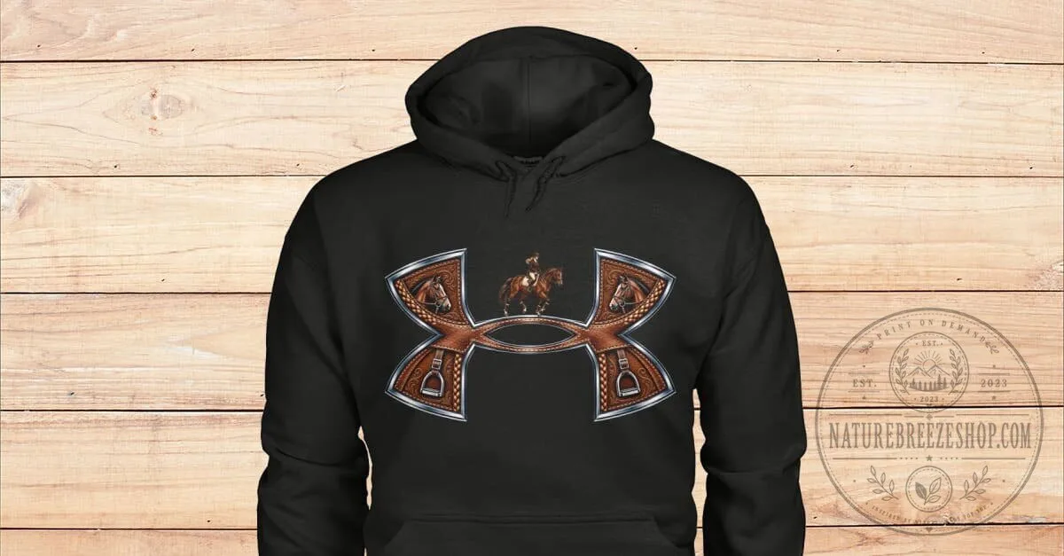 Equestrian Horse Riding Western Cowboy Saddle Leather Design Hoodie