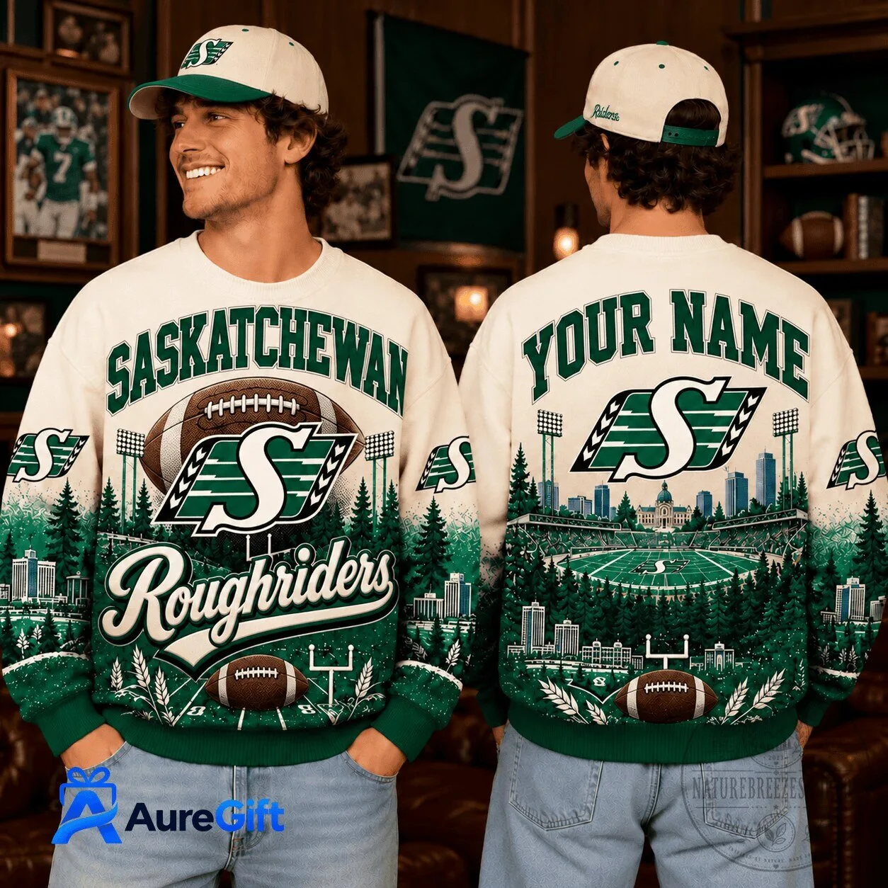 Saskatchewan Roughriders Football Personalized Christmas Ugly Sweater Sweatshirt