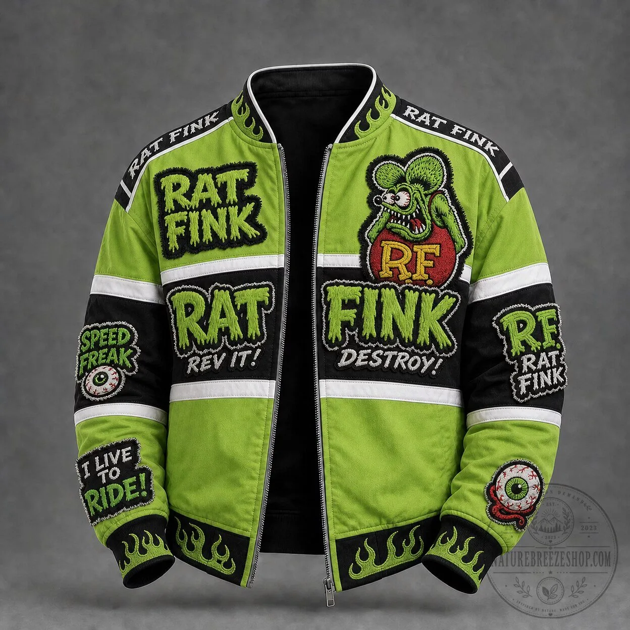 Rat Fink Speed Freak Hot Rod Bomber Jacket