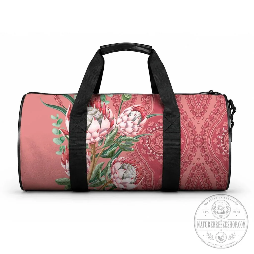 King Proteas Dashiki Motif Peach Style Travel Duffle Bag