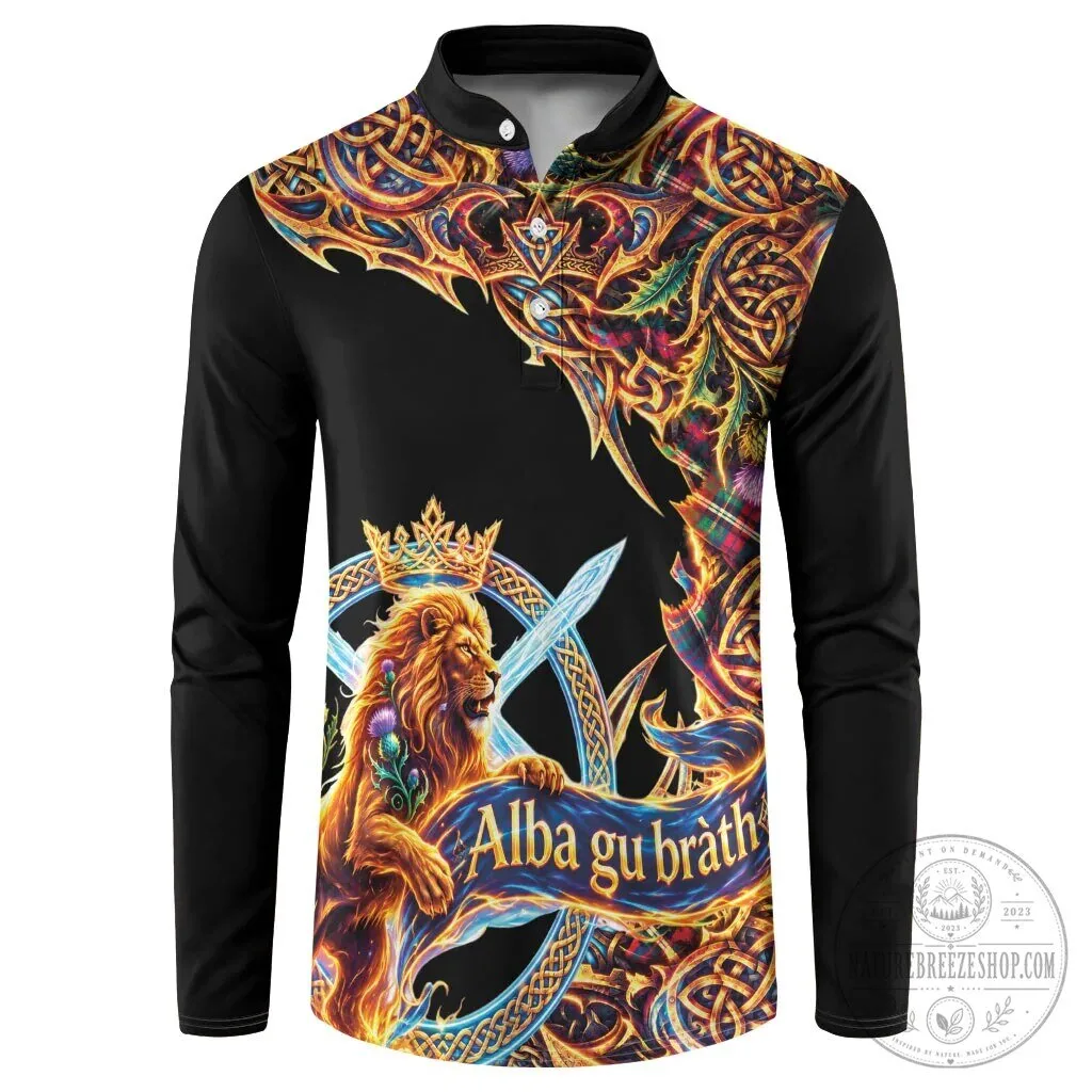 Scotland Royal Lion Celtic Knot Long-Sleeve Polo Shirt