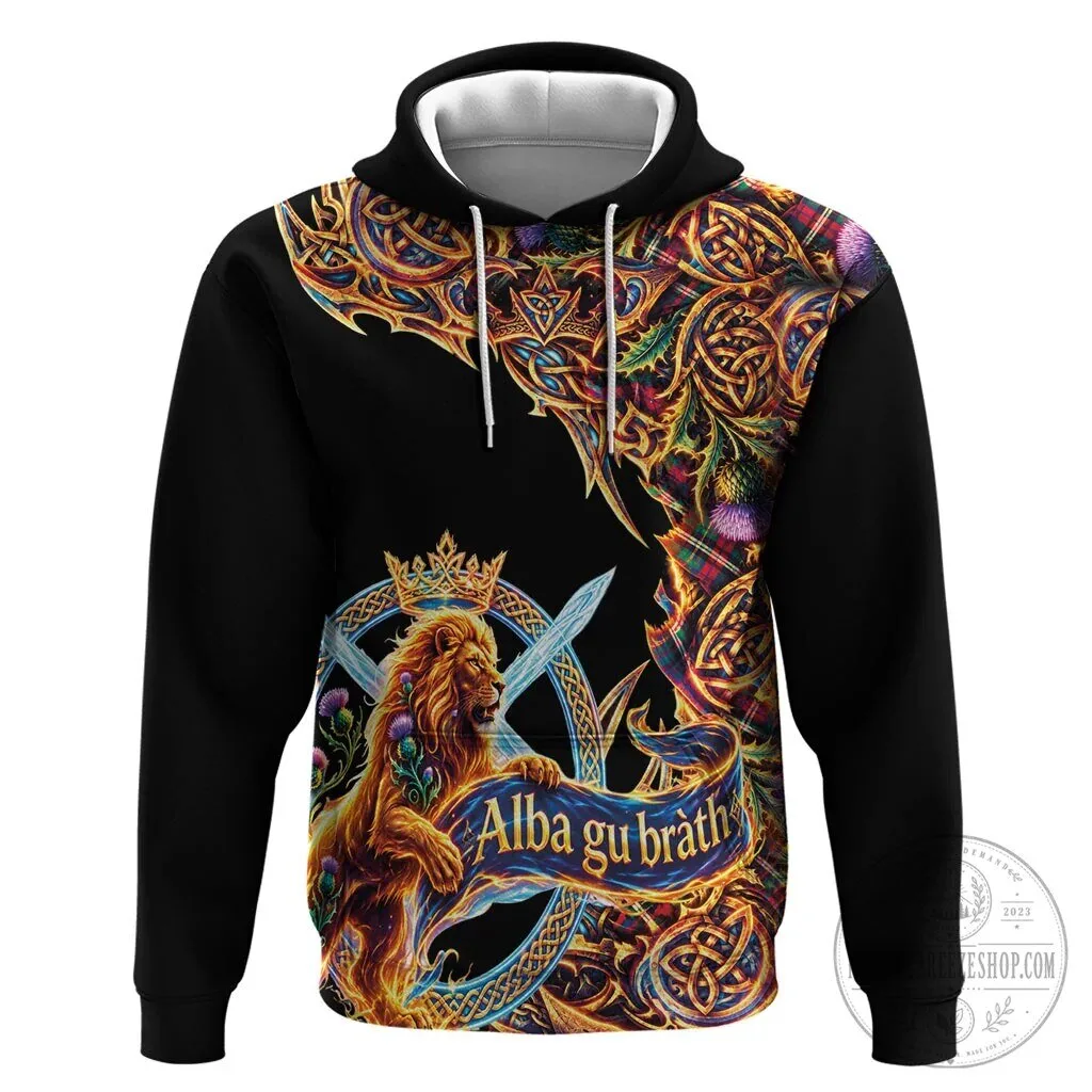 Scotland Forever Celtic Lion Rampant Thistle Tartan Alba Gu Brath Hoodie