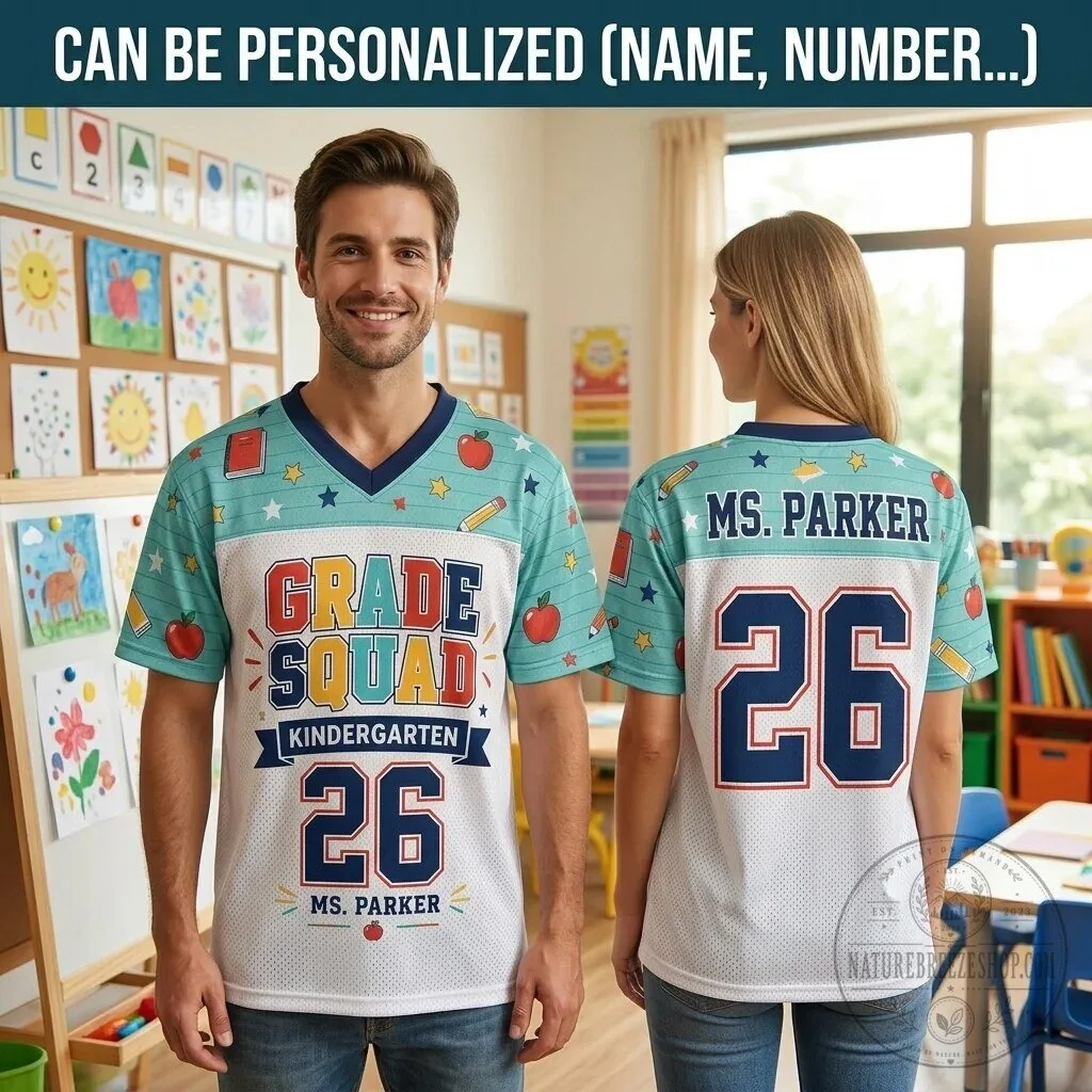 Kindergarten Grade Squad Teacher Personalized Football Jersey 3 Kindergarten Grade Squad Teacher Personalized Football Jersey