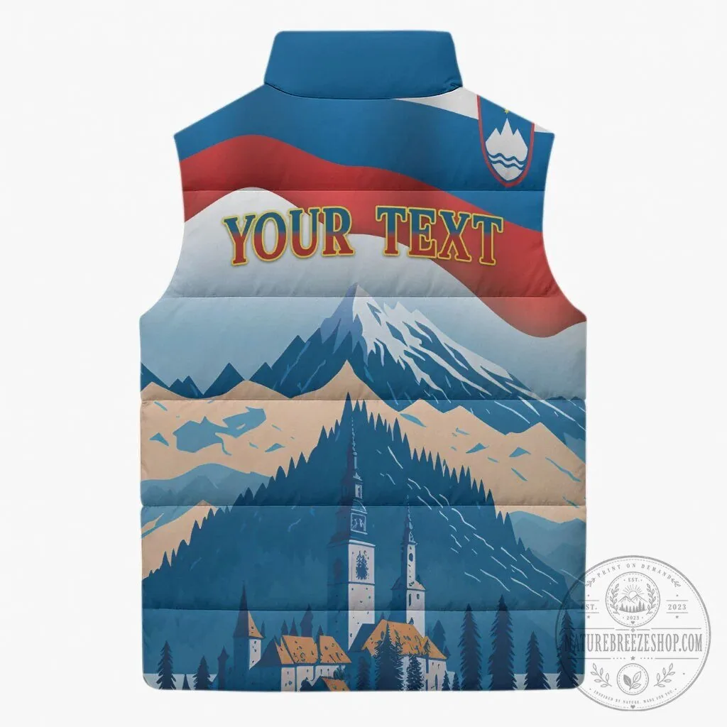 Slovenia Independence Day Lake Bled Julian Alps Landscape Sleeveless Puffer Jacket 8 Slovenia Independence Day Lake Bled Julian Alps Landscape Sleeveless Puffer Jacket