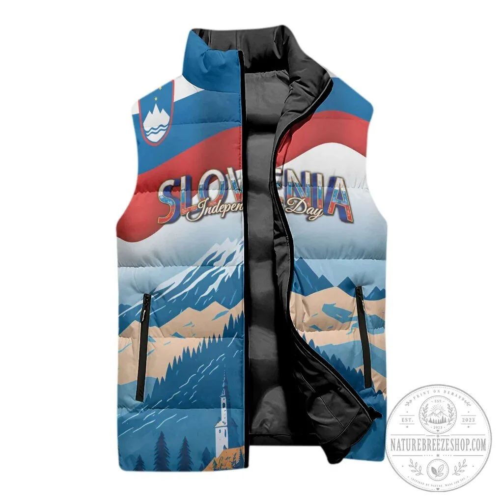 Slovenia Independence Day Lake Bled Julian Alps Landscape Sleeveless Puffer Jacket 9 Slovenia Independence Day Lake Bled Julian Alps Landscape Sleeveless Puffer Jacket
