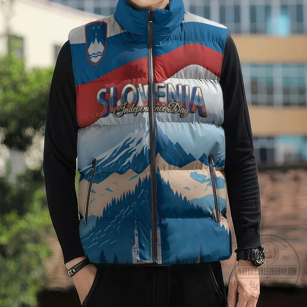 Slovenia Independence Day Lake Bled Julian Alps Landscape Sleeveless Puffer Jacket 10 Slovenia Independence Day Lake Bled Julian Alps Landscape Sleeveless Puffer Jacket