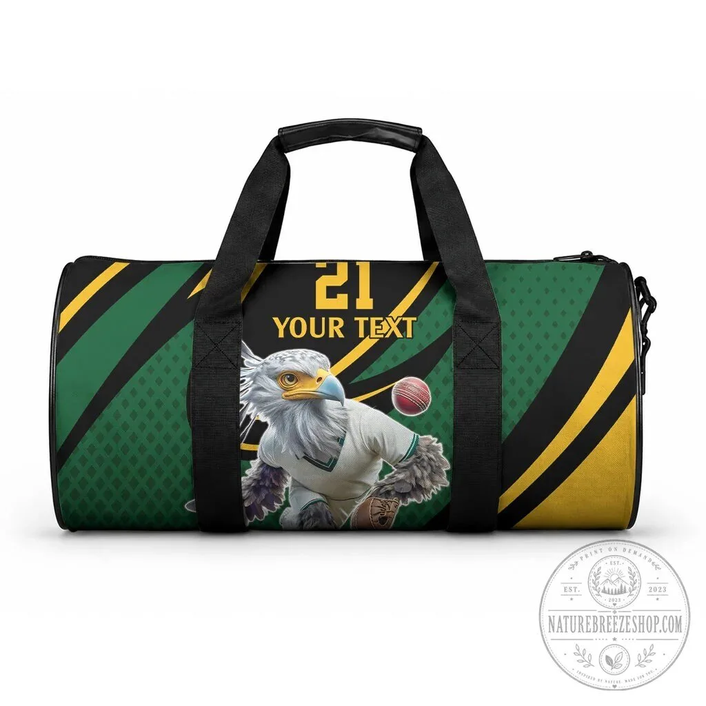 South Africa Cricket Secretary Bird Mascot Personalized Duffle Bag 6 South Africa Cricket Secretary Bird Mascot Personalized Duffle Bag