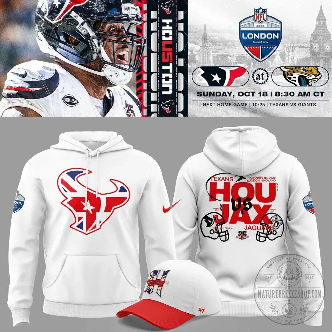 Houston Texans 2026 London Games Matchup White Hoodie