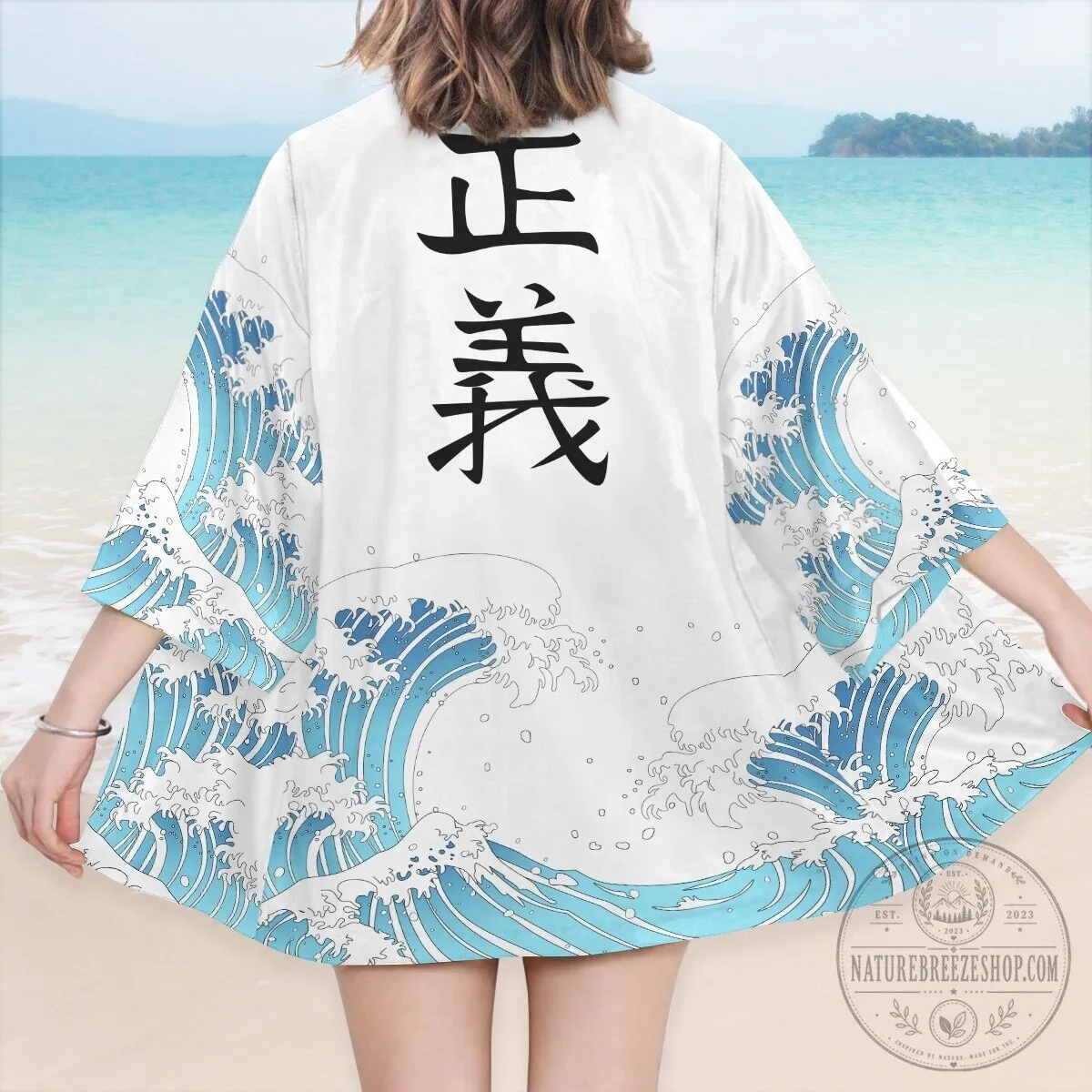 One Piece Marines Japanese Waves White Kimono Robe 15 One Piece Marines Japanese Waves White Kimono Robe