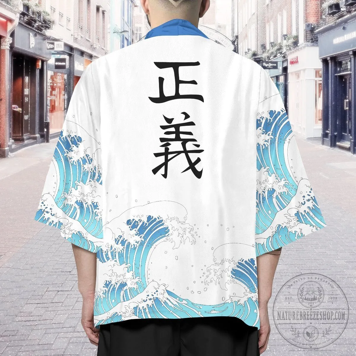 One Piece Marines Japanese Waves White Kimono Robe 17 One Piece Marines Japanese Waves White Kimono Robe