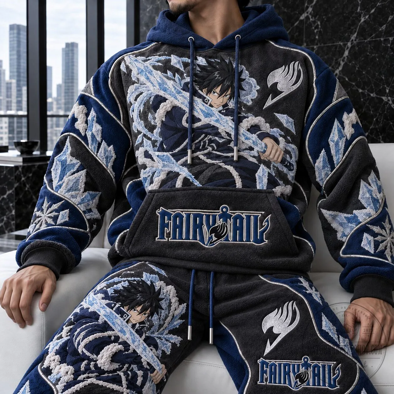 Fairy Tail Gray Fullbuster Anime Character Embroidered Fleece Hoodie 3 Fairy Tail Gray Fullbuster Anime Character Embroidered Fleece Hoodie