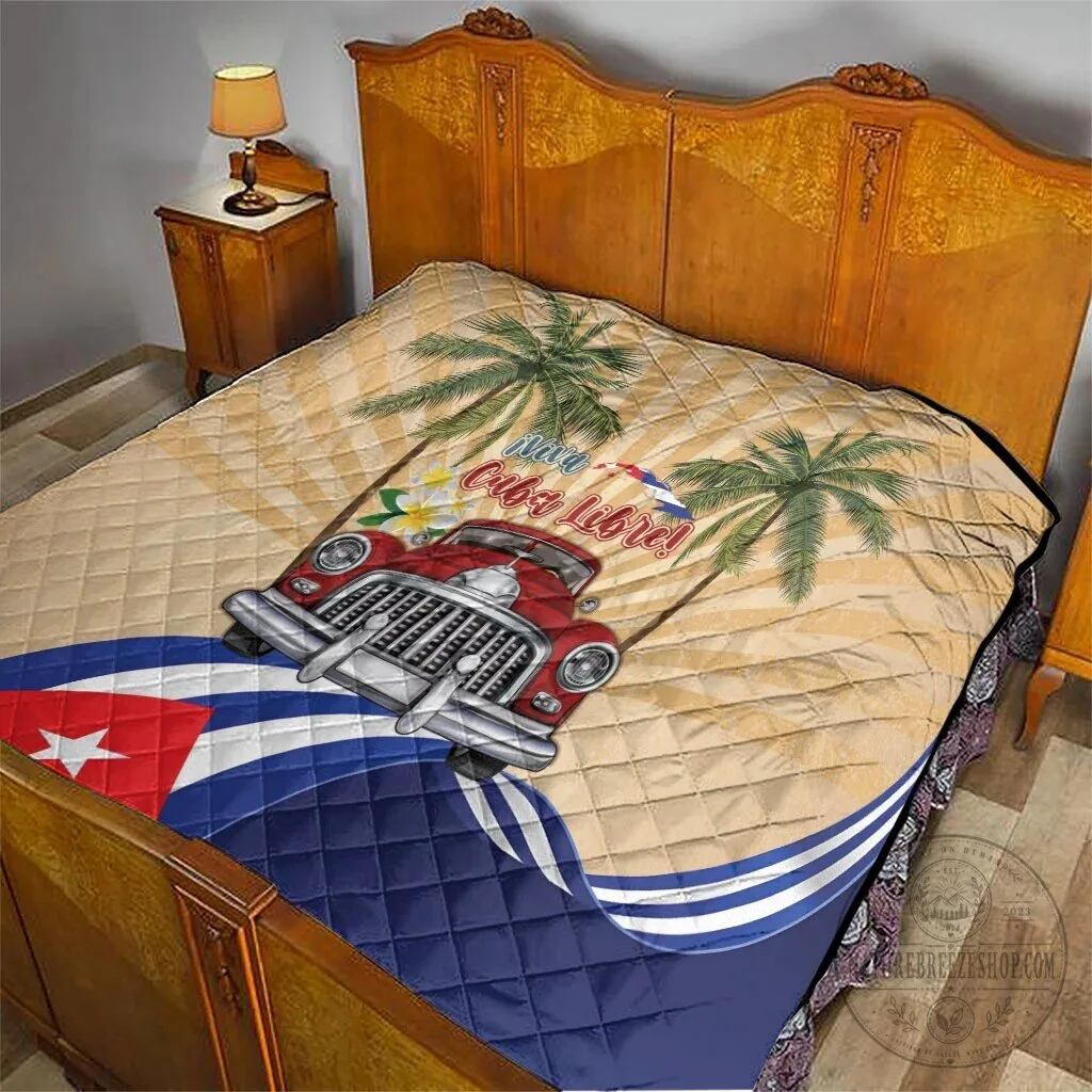 Viva Cuba Libre Cuban Retro Car Tropical Vibes Quilted Blanket 13 Viva Cuba Libre Cuban Retro Car Tropical Vibes Quilted Blanket