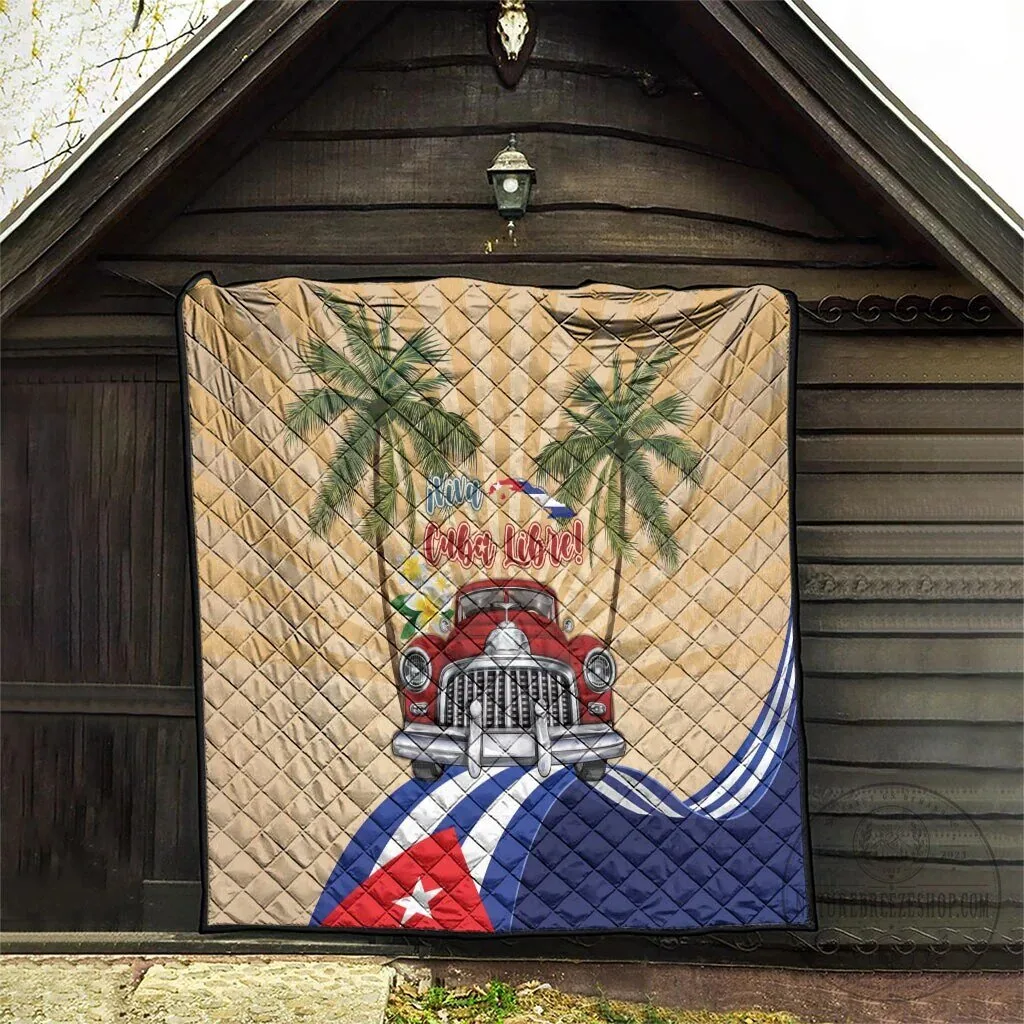 Viva Cuba Libre Cuban Retro Car Tropical Vibes Quilted Blanket 14 Viva Cuba Libre Cuban Retro Car Tropical Vibes Quilted Blanket