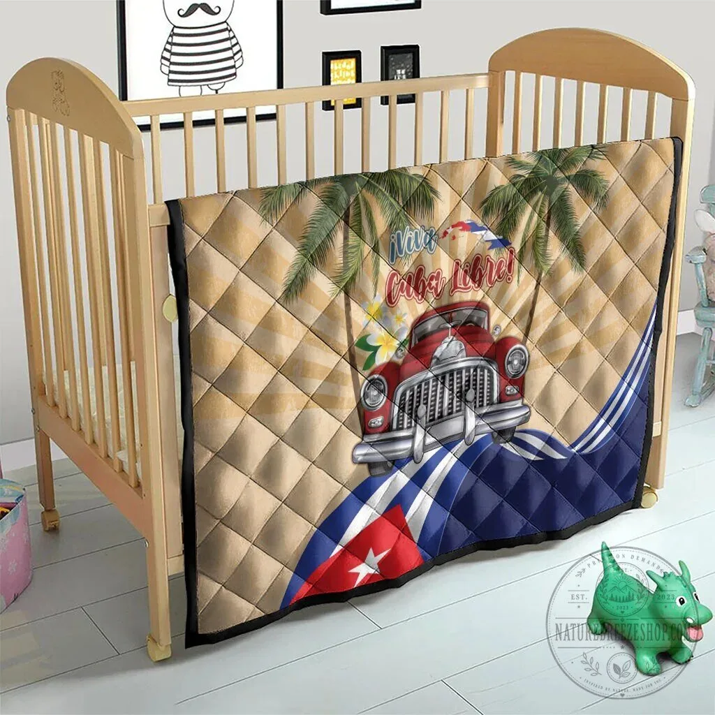Viva Cuba Libre Cuban Retro Car Tropical Vibes Quilted Blanket 17 Viva Cuba Libre Cuban Retro Car Tropical Vibes Quilted Blanket
